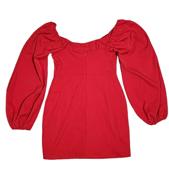 Princess Polly Red Lillie Balloon Sleeve Mini Dress - Picture 2 of 9